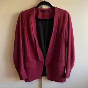 SHOULDER Burgundy Textured Shawl Collar Blazer M